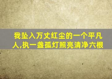 我坠入万丈红尘的一个平凡人,执一盏孤灯照亮清净六根