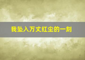 我坠入万丈红尘的一刻