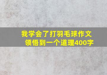 我学会了打羽毛球作文领悟到一个道理400字