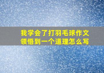 我学会了打羽毛球作文领悟到一个道理怎么写