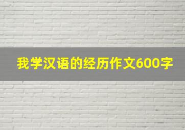 我学汉语的经历作文600字