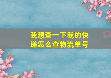 我想查一下我的快递怎么查物流单号