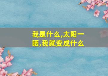 我是什么,太阳一晒,我就变成什么