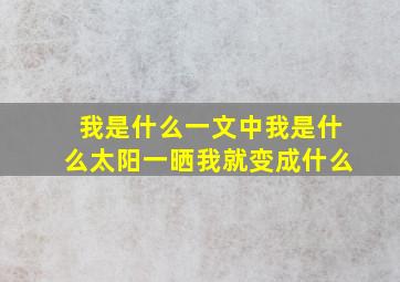 我是什么一文中我是什么太阳一晒我就变成什么