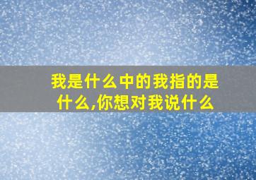 我是什么中的我指的是什么,你想对我说什么