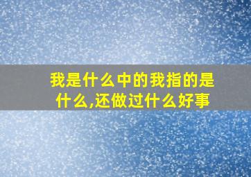 我是什么中的我指的是什么,还做过什么好事