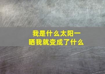 我是什么太阳一晒我就变成了什么