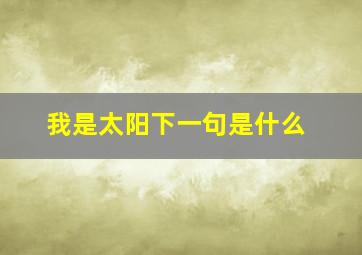 我是太阳下一句是什么