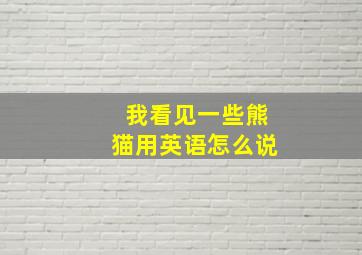 我看见一些熊猫用英语怎么说