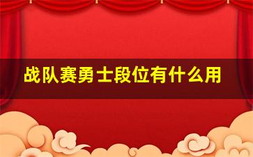 战队赛勇士段位有什么用