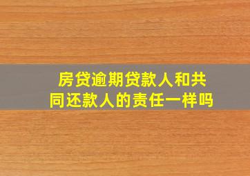 房贷逾期贷款人和共同还款人的责任一样吗