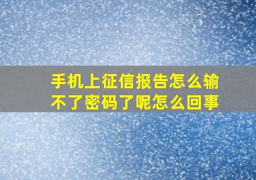 手机上征信报告怎么输不了密码了呢怎么回事