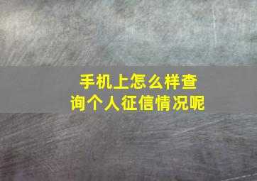 手机上怎么样查询个人征信情况呢