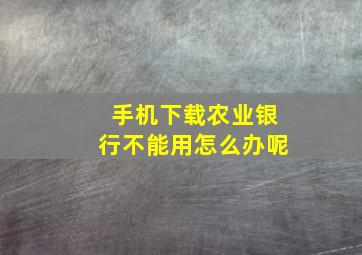 手机下载农业银行不能用怎么办呢