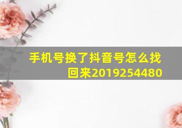 手机号换了抖音号怎么找回来2019254480