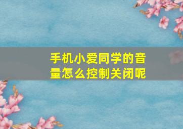 手机小爱同学的音量怎么控制关闭呢