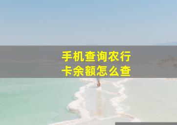 手机查询农行卡余额怎么查