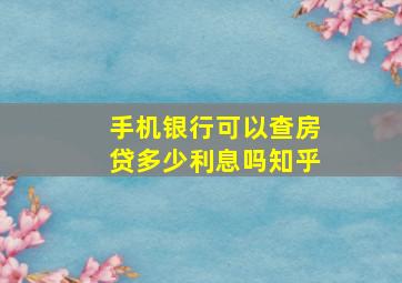 手机银行可以查房贷多少利息吗知乎