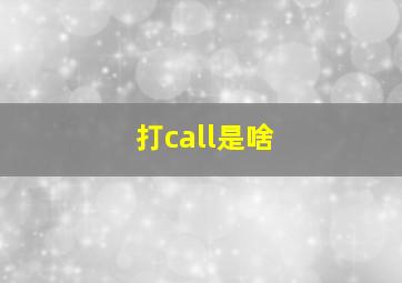 打call是啥