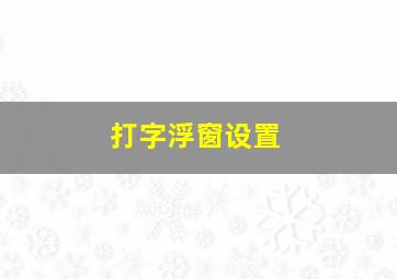 打字浮窗设置