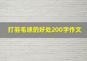 打羽毛球的好处200字作文