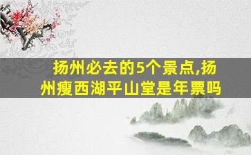 扬州必去的5个景点,扬州瘦西湖平山堂是年票吗