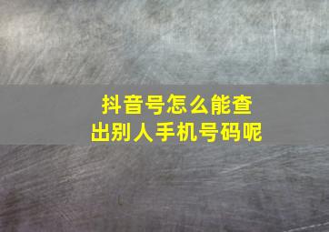 抖音号怎么能查出别人手机号码呢