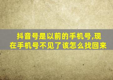 抖音号是以前的手机号,现在手机号不见了该怎么找回来