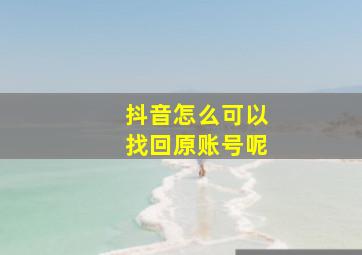 抖音怎么可以找回原账号呢