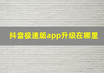 抖音极速版app升级在哪里