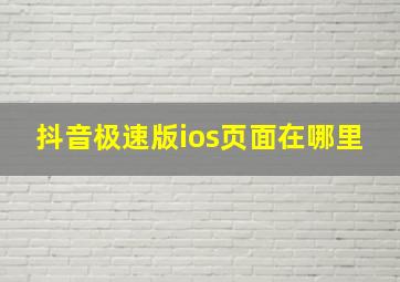 抖音极速版ios页面在哪里