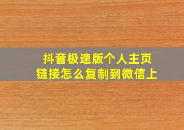 抖音极速版个人主页链接怎么复制到微信上