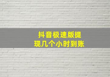 抖音极速版提现几个小时到账