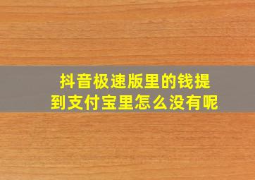 抖音极速版里的钱提到支付宝里怎么没有呢