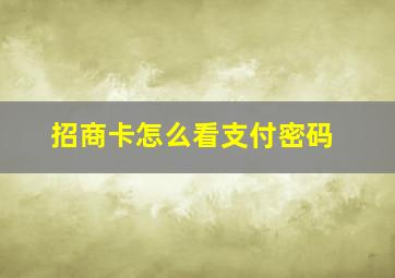 招商卡怎么看支付密码