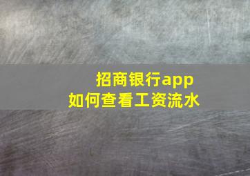 招商银行app如何查看工资流水