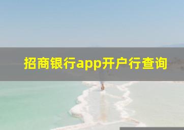 招商银行app开户行查询