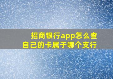 招商银行app怎么查自己的卡属于哪个支行