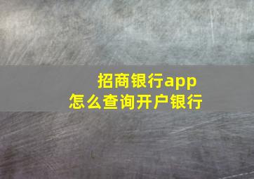 招商银行app怎么查询开户银行