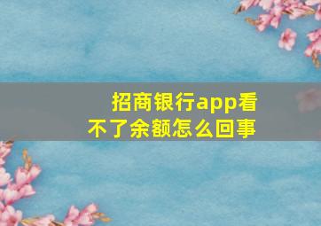 招商银行app看不了余额怎么回事