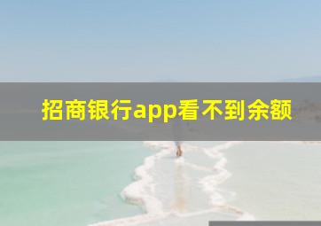 招商银行app看不到余额