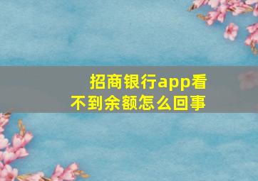 招商银行app看不到余额怎么回事