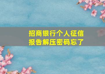 招商银行个人征信报告解压密码忘了