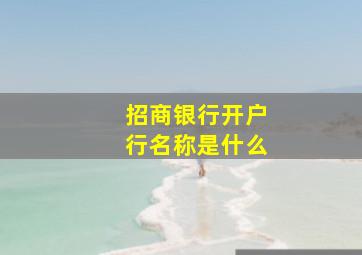 招商银行开户行名称是什么