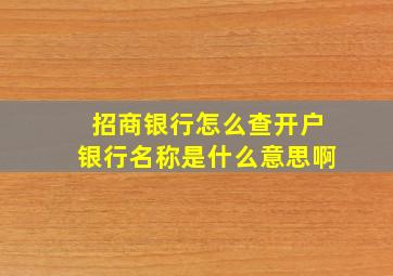 招商银行怎么查开户银行名称是什么意思啊