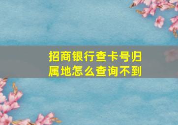 招商银行查卡号归属地怎么查询不到