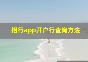 招行app开户行查询方法