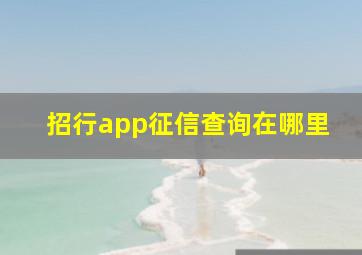 招行app征信查询在哪里