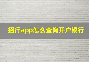 招行app怎么查询开户银行