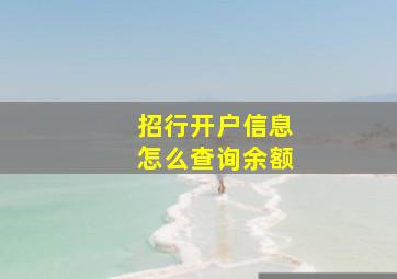 招行开户信息怎么查询余额